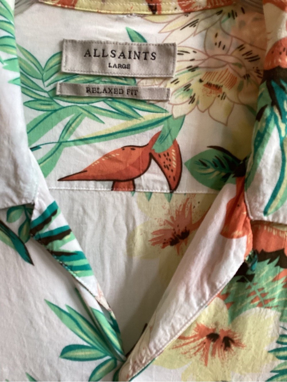 All Saints Calypso Tropical Print Shirt Mens Size L - Picture 7 of 7